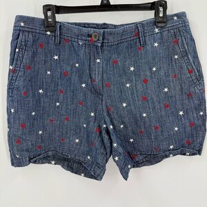Talbots Embroidered Red White‎ Blue Star Chino Shorts |Size 14P Relaxed Chino